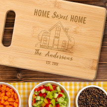Planche à découper en bois gravé Home Sweet Home