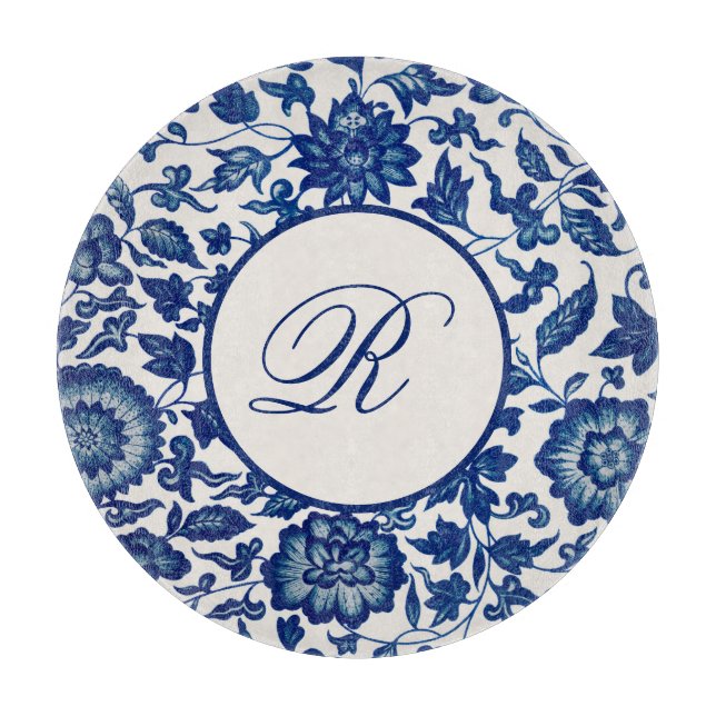 Planche à découper en fleurs de Chine bleu (Devant)