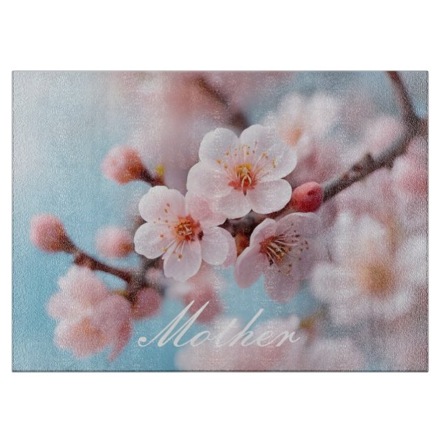 Planche à découper en fleurs roses (Devant)