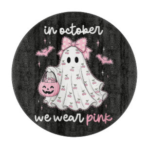 Planche À Découper en Octobre Nous Portons Rose Fantôme Halloween