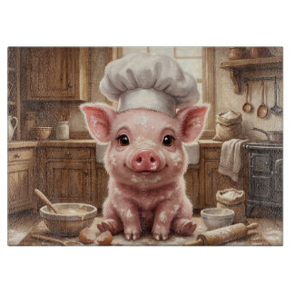 Planche à découper en verre Bébé Cochon Pâtisserie