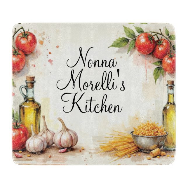 Planche à découper en verre de cuisine italienne à (Devant)
