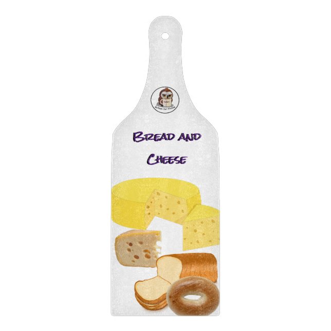 Planche à découper en verre de pain et fromage (Devant)