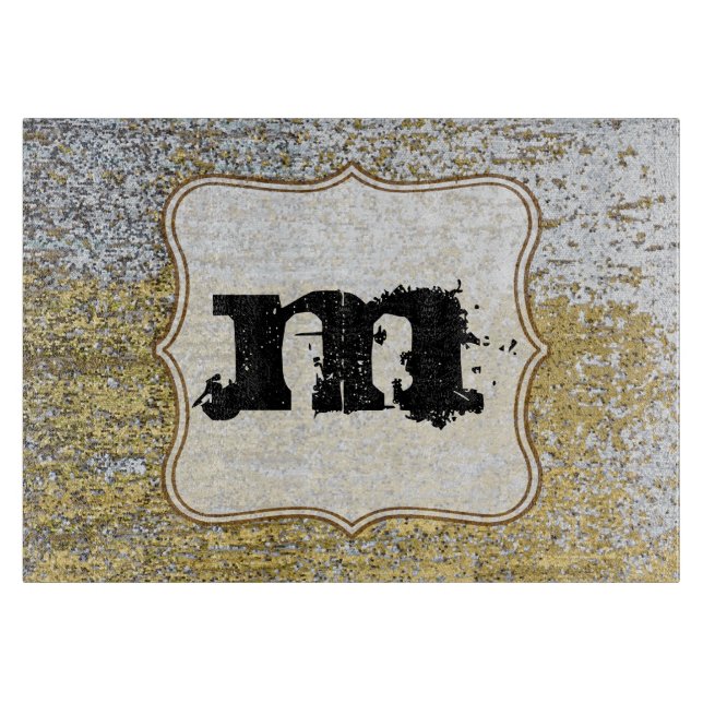 Planche à découper en verre d'or et d'argent (Devant)