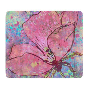 Planche à découper en verre Fleur rose