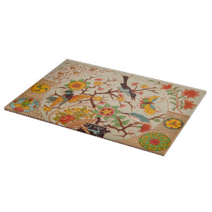 Planche à découper en verre Oiseaux et Papillons