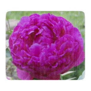 Planche à découper en verre petite pivoine rose pr
