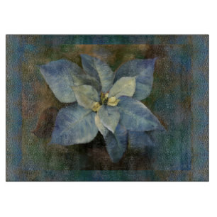 Planche à découper en verre Poinsettia bleue