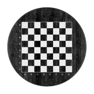 Planche à découper en verre ronde d'échecs pour cu