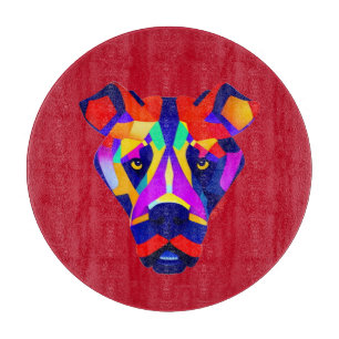 Planche à découper en verre ronde rouge d'Alexande