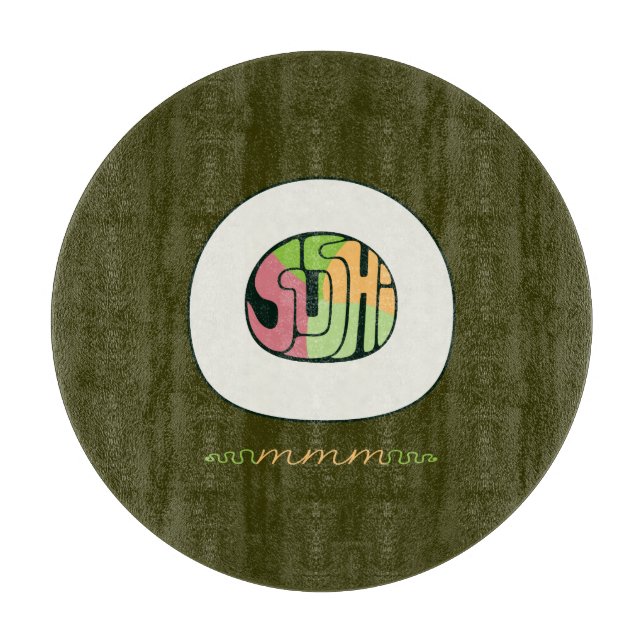 Planche à découper en verre Sushi mmm (Devant)