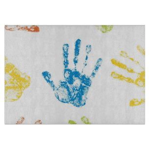 Planche À Découper Enfants Handprints en peinture