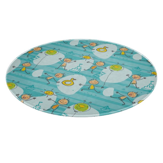 Planche À Découper Enfants mignons jouant sur le motif de plage (Coin)