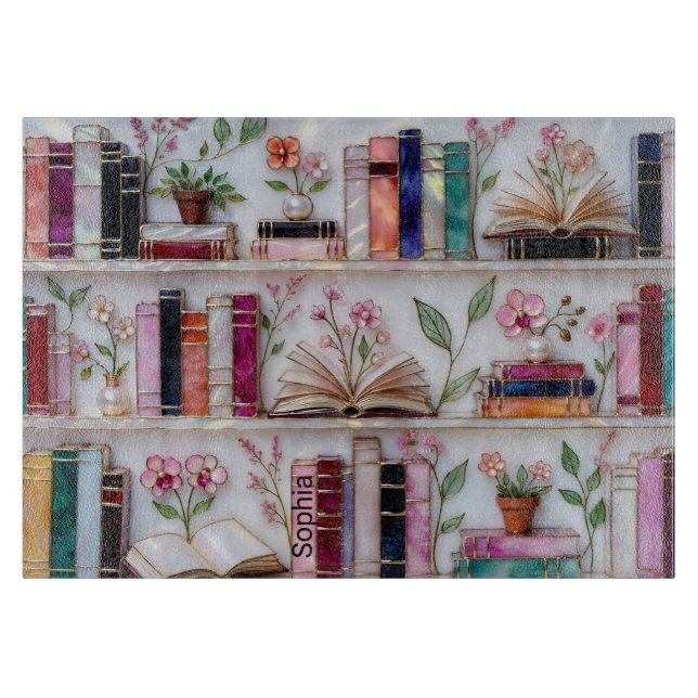 Planche À Découper Étagère à livres en verre teinté personnalisée Pla (Devant)