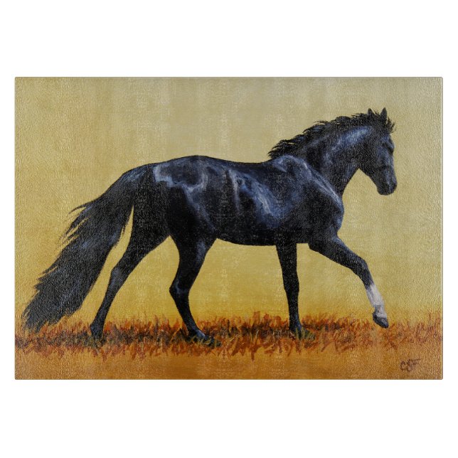 Planche À Découper Étalon noir du cheval de course (Devant)