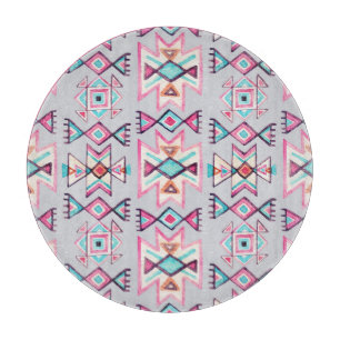 Planche À Découper Ethnique géométrique, aquarelle motif tribal.