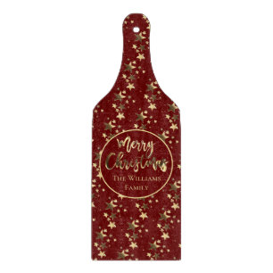 Planche À Découper Étoiles rouge et or de Bourgogne Joyeux Noël