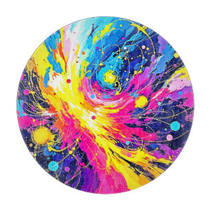 Planche À Découper Explosion Cosmique : Art vibrant à éclaboussures