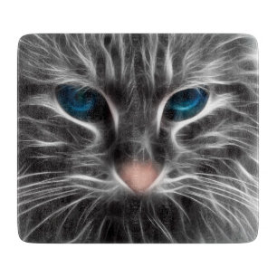 Planche À Découper Face de chat bleu magnifique
