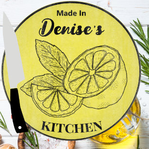 Planche À Découper Fait En [Votre Nom] Citrons De Cuisine Toute Coule