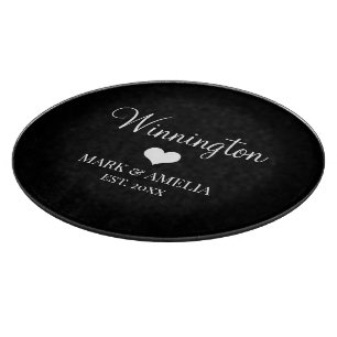 Planche À Découper Famille Black White Heart Mariage établi Date