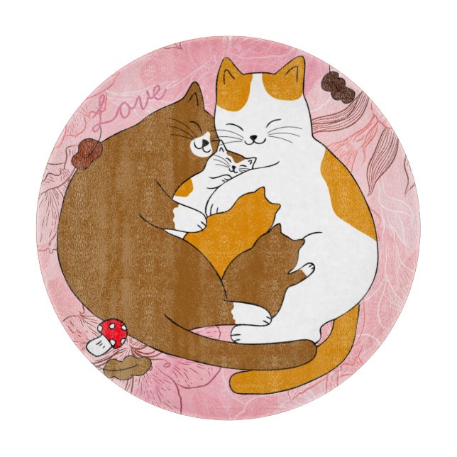 Planche À Découper Famille de chats mignons (Devant)