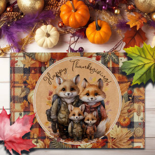 Planche À Découper Famille de Foxes Bons thanksgivings Citrouilles Pl