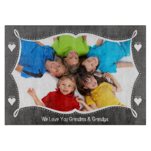 Planche À Découper Family Photo Chalkboard We Love YOU