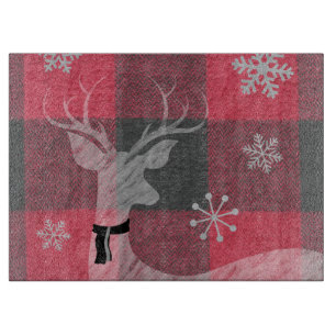 Planche À Découper Farmhouse Red and Grey Buffalo Plaid Devoir Snowfl