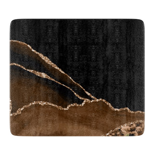 Planche À Découper Faux Désert Brown Marbré Agate Pierre contemporain (Devant)