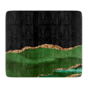 Planche À Découper Faux Emerald Green Marbré Agate contemporain
