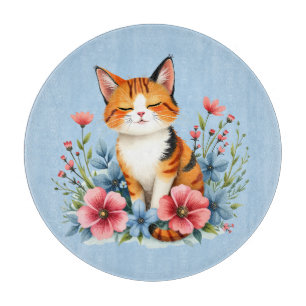 Planche À Découper Féminin floral chat sérénité féline botanique