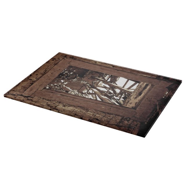 Planche À Découper Fenêtre rustique occidentale en verre de grange de (Coin)