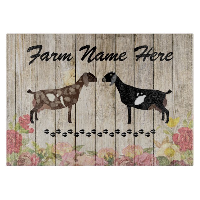 Planche À Découper Ferme de chèvres laitières Floral Nubian (Devant)