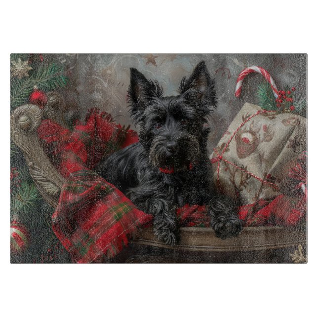 Planche À Découper Festif de Noël écossais Terrier Dog (Devant)