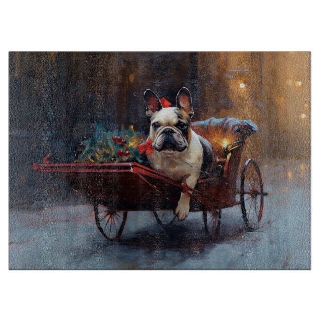 Planche À Découper Festin de Noël de Bulldog en France (Devant)
