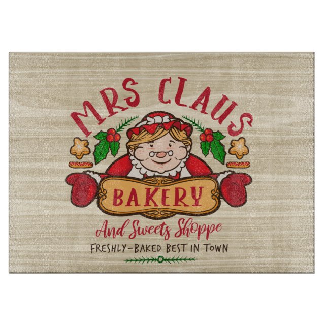 Planche À Découper Festive boulangerie Mme Claus Noël (Devant)