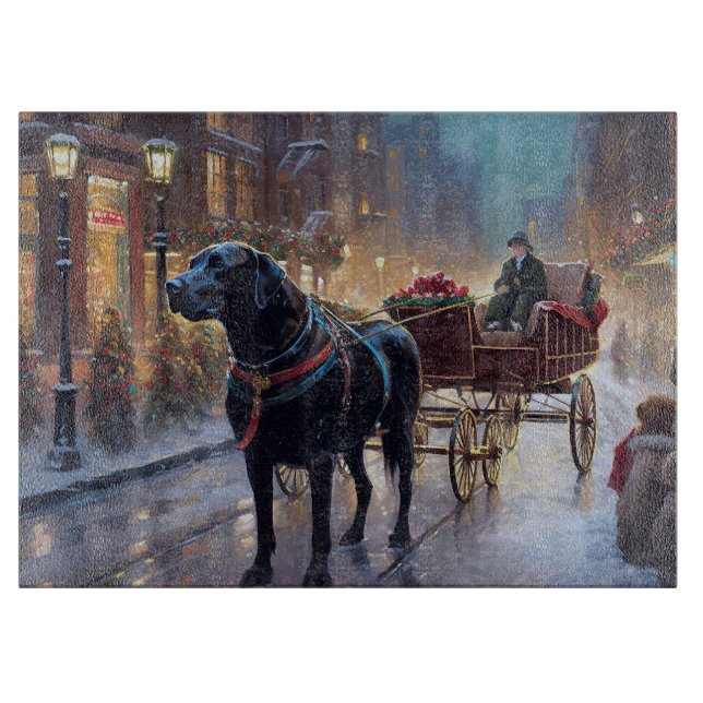 Planche À Découper Festive de Noël au Labrador noir (Devant)