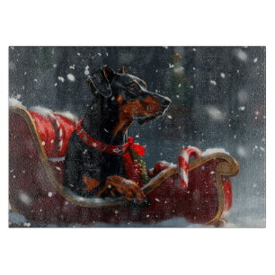 Planche À Découper Festive de Noël de chien Doberman
