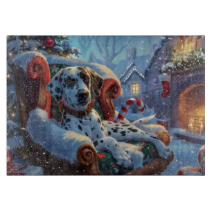 Planche À Découper Fête de Noël des Chiens de Dalmatie