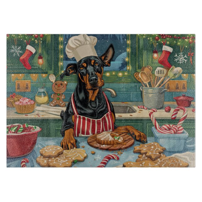 Planche À Découper Fête de Noël Doberman Pinscher (Devant)