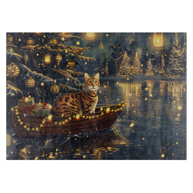 Planche À Découper Fête de Noël du chat du Bengale Voyage (Devant)