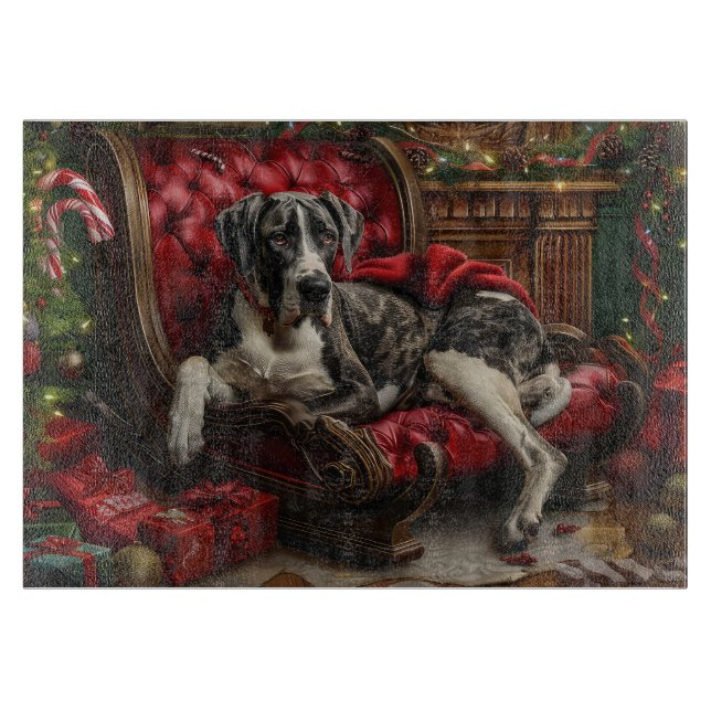 Planche À Découper Fête de Noël du chien Danse (Devant)