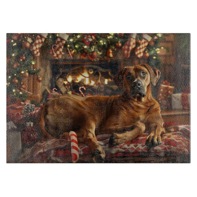 Planche À Découper Fête de Noël du chien de Rhodesian Ridgeback (Devant)