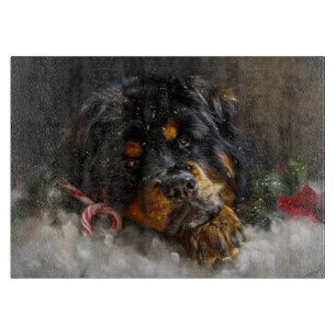 Planche À Découper Fête de Noël du chien Mastiff Tibétain