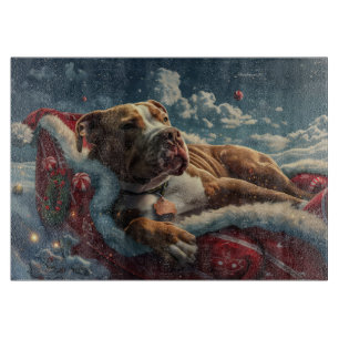 Planche À Découper Fête de Noël du chien Pitbull