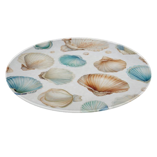 Planche À Découper Fête des mariées Aqua Cream Beach Shells (Coin)