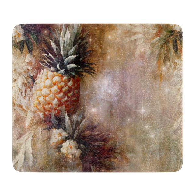 Planche À Découper Fête des mariées étincelante aux ananas tropiques (Devant)