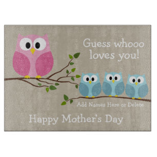 Planche À Découper Fête des mères - 3 Chouettes mignonnes - Qui vous 