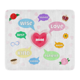 Planche À Découper Fête des mères Meilleure maman Mot Nuages Reine Co